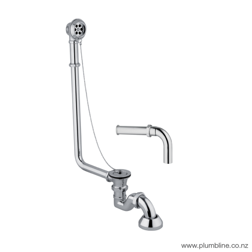 McKinley Exposed Overflow Bath Waste With Trap, Plug & Chain Chrome