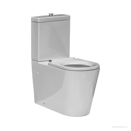 Evo 70 Accessible Back To Wall Toilet Suite with White Seat Ring & Raised Button