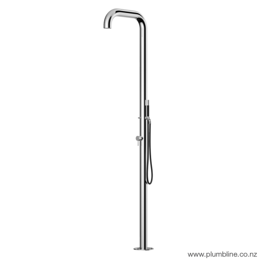 Boss Outdoor Shower With Mixer & Handshower Brushed Stainless Steel