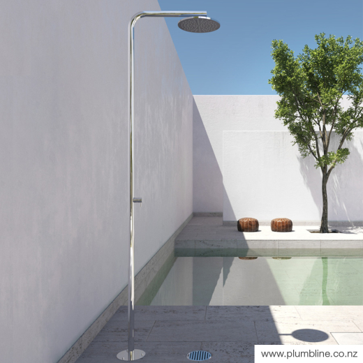 Classy Outdoor Shower With Mixer Brushed Stainless Steel