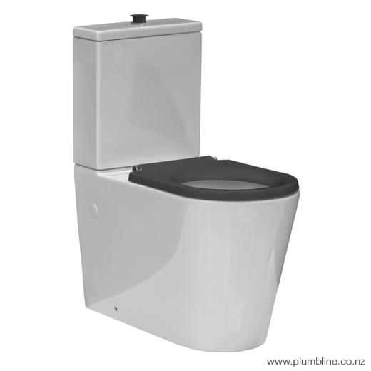 Evo 70 Accessible Back To Wall Toilet Suite with Grey Seat Ring & Raised Button